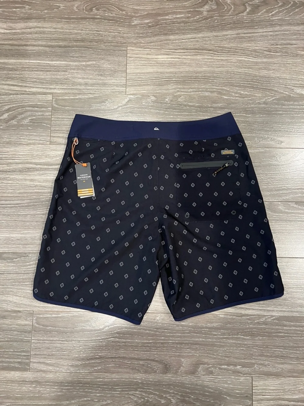 Quiksilver Navy Diamond-Print Board Shorts Waterman Collection